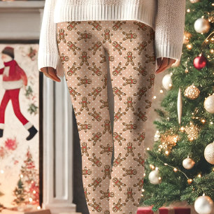 Leggings Homme en pain d'épices marron à pois de Noël