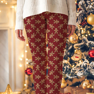 Leggings Homme en pain d'épices rouge à pois de Noël
