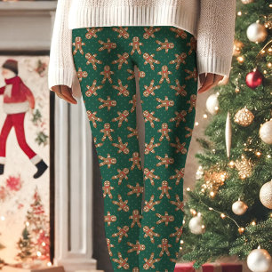 Leggings Homme en pain d'épices vert pois de Noël Christmas