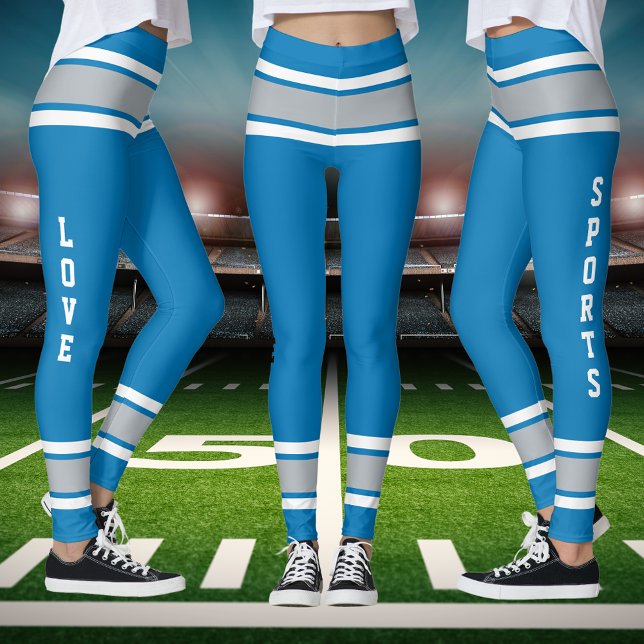 Leggings Honolulu Blue Silver White Team Couleurs Aimer Spo (Honolulu Blue Silver White Team Colors Love Sports Leggings)