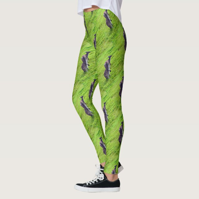 Leggings Horizons sans limites : Kangaroos gris sur la plai (Gauche)