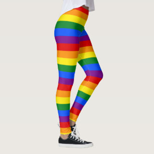 Leggings horizontaux en bande arc-en-ciel