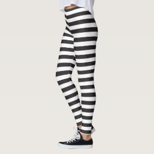 leggings horizontaux noirs et blancs