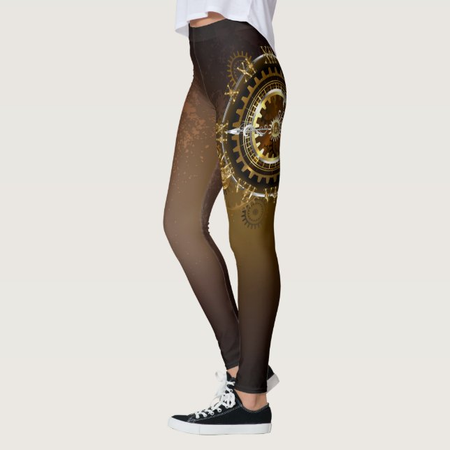 Leggings Horloge Steampunk avec des engrenages anciens (Gauche)