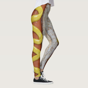 Leggings hot-dog délicieux avec la photographie de moutard