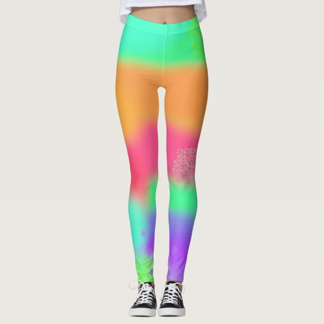 Leggings Hot rose orange violet pourpre Punk Turquoise Craz (Devant)