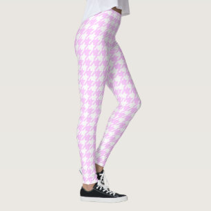 Leggings Houndstooth Pastel rose et blanc