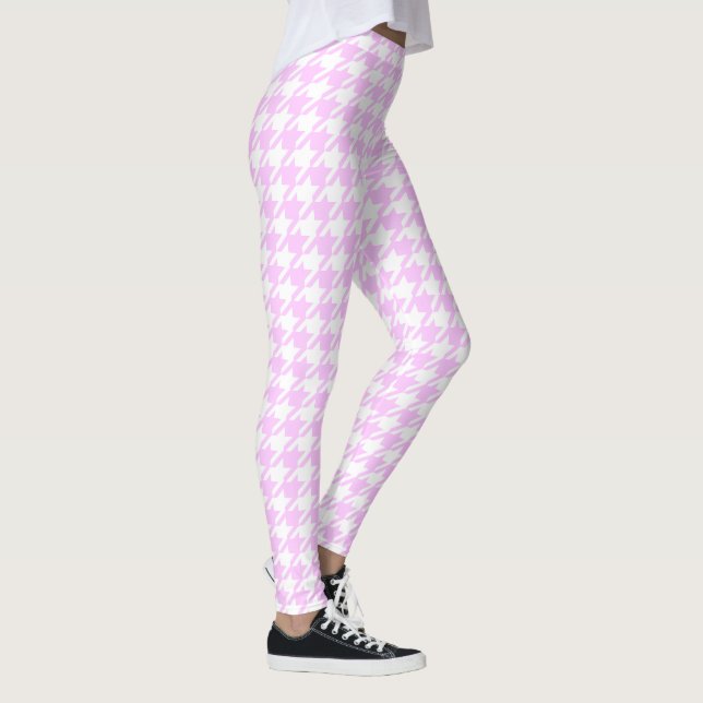 Leggings Houndstooth Pastel rose et blanc (Droite)