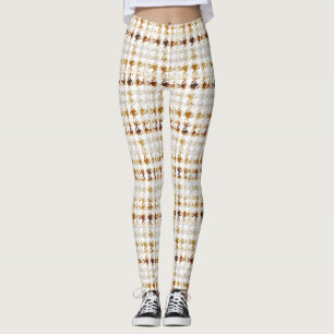 Leggings Houndstooth Soft Brown sur White Motif