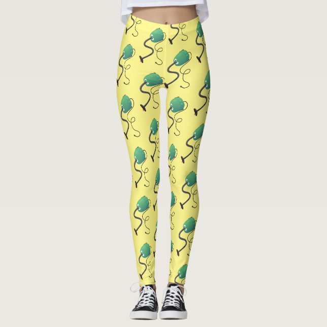 Leggings Humour de dessin animé de l'aspirateur mignon (Devant)