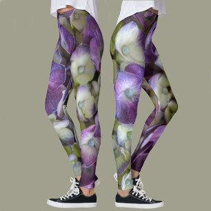 Leggings Hydrangea Violette Florale Botanique Photographiqu