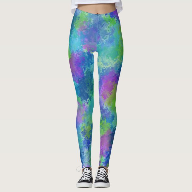 Leggings Hydrangée Abstraite (Devant)
