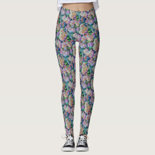 Leggings Hydrangée artistique Hortensia Art Abstrait floral