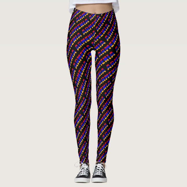 Leggings I Love Armenia Drapeau Couleurs Typographie Motif  (Devant)