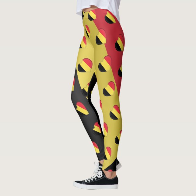 Leggings I Love Belgium Belgian Flag Hearts Motif Funny (Gauche)