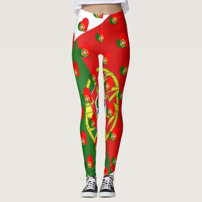 Leggings I Love Portugal Portugais Drapeau Couleurs drôle (Devant)