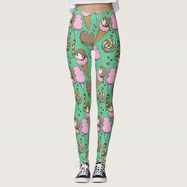 Leggings Ice cream pattern | Lollies pattern | lollipop 29 (Devant)