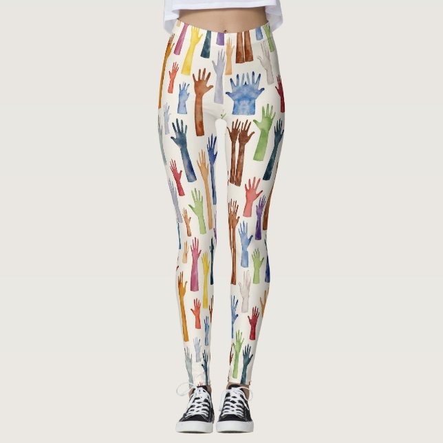 Leggings Icônes De Motif Sans Faille Des Mains (Devant)
