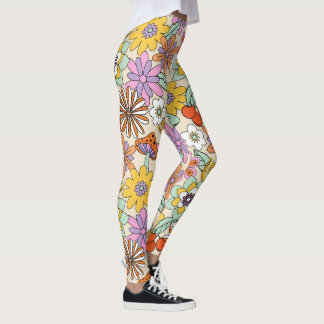 Leggings ID d'alimentation Fleur les années 70 super929