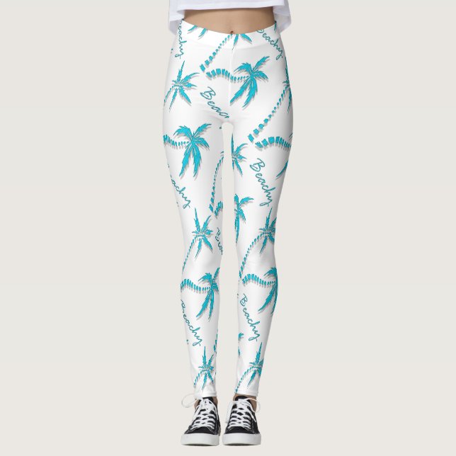 Leggings Île bleue pour la plage de palmier (Devant)