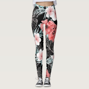 Leggings Île paradisiaque botanique tropicale Rose Gold