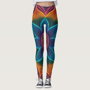 Leggings Illusion de vague psychédélique   Néon 3D transpar