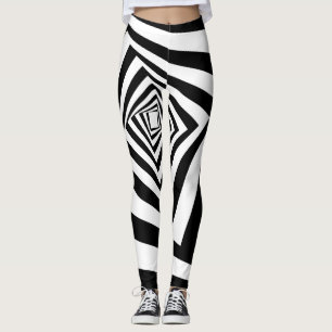 Leggings Illusion d'optique noir et blanc hypnotique