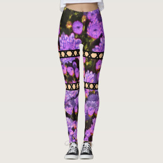 Leggings Illusion florale violette Légendes coupées
