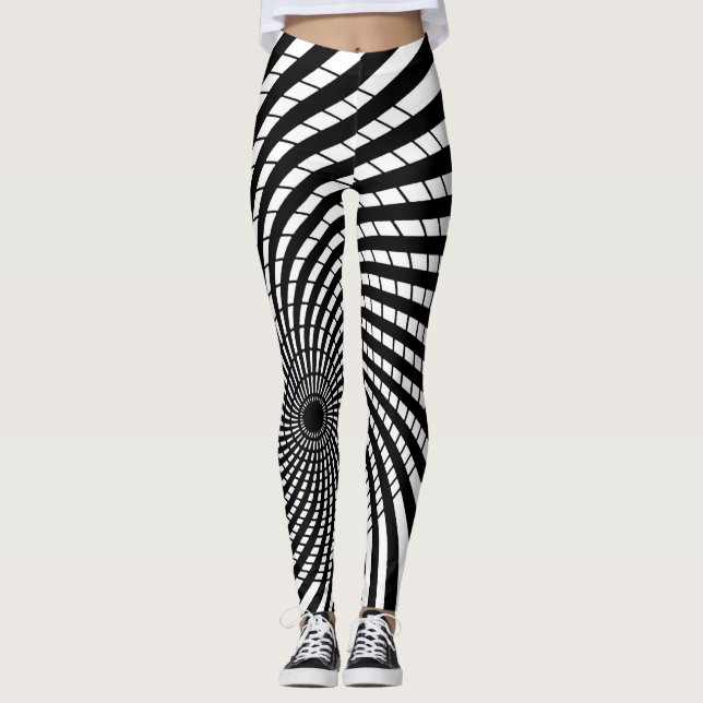 Leggings ILLUSION OPTIQUE Art géométrique Design hypnotique (Devant)
