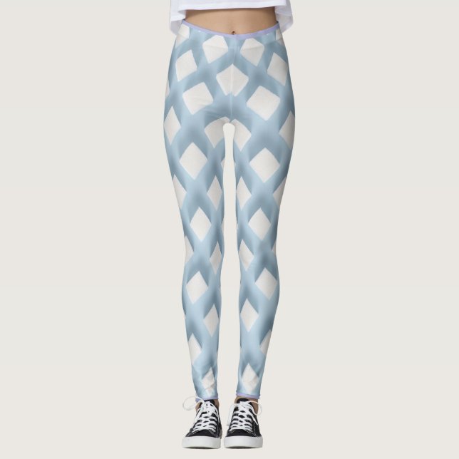 Leggings Illusion optique blanc et bleu (Devant)