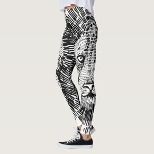 Leggings Illustration abstraite de tête de lion audacieuse