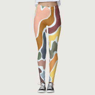 Leggings Illustration abstraite moderne aux tons terreux.