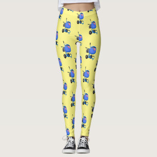 Leggings Illustration amusante du mélangeur de ciment bleu