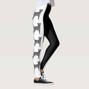 Leggings Illustration De Chien De Boxer Allemand En Noir Et
