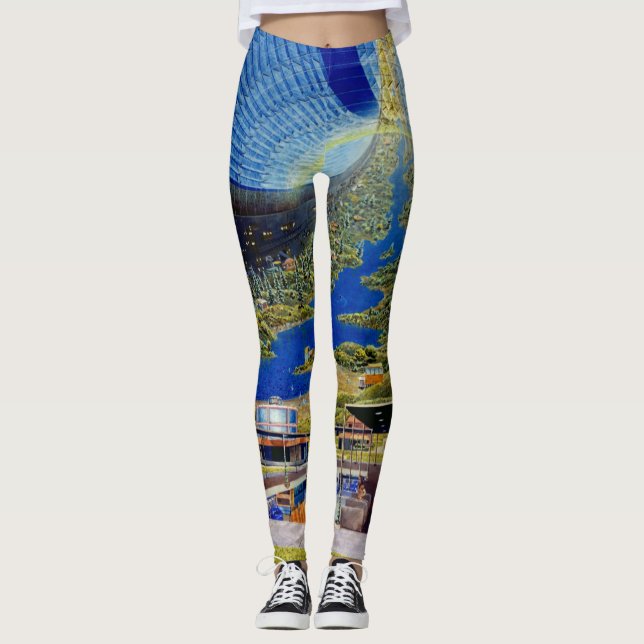 Leggings Illustration de colonie de l'espace/art (Devant)