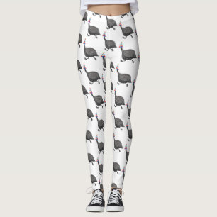 Leggings Illustration de dessin animé d'oiseau pintade drôl
