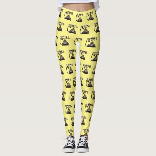 Leggings Illustration de dessin téléphonique (Devant)