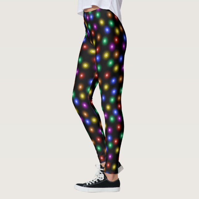 Leggings Illustration de fête lumineuse de lumières de Noël (Gauche)