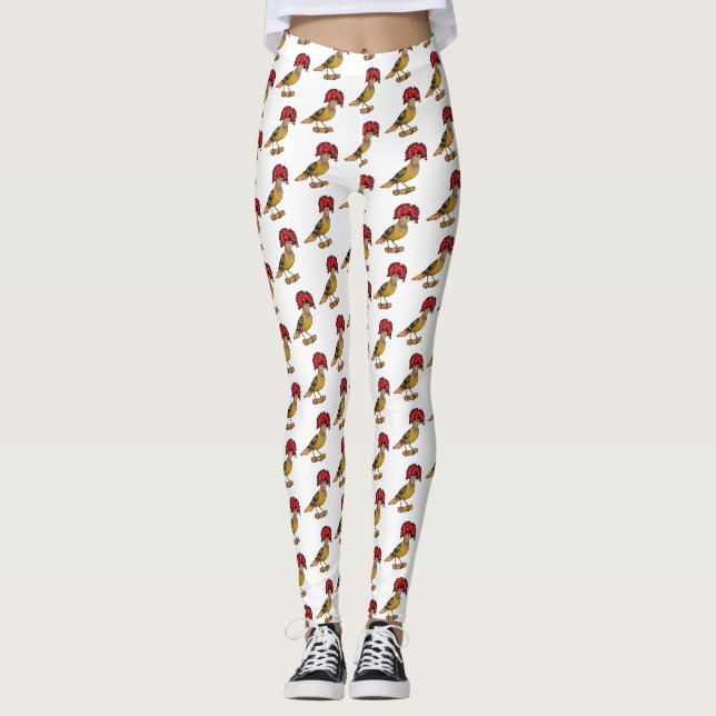Leggings Illustration de la caricature royale d'oiseau (Devant)