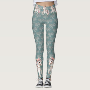 Leggings Illustration de l'Imaginaire Floral Pastel Horse