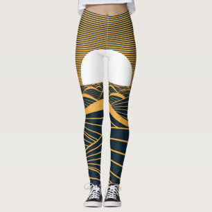 Leggings Illustration de lune de soleil stylisée, mer sombr