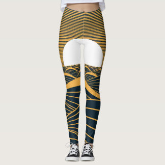Leggings Illustration de lune de soleil stylisée, mer sombr