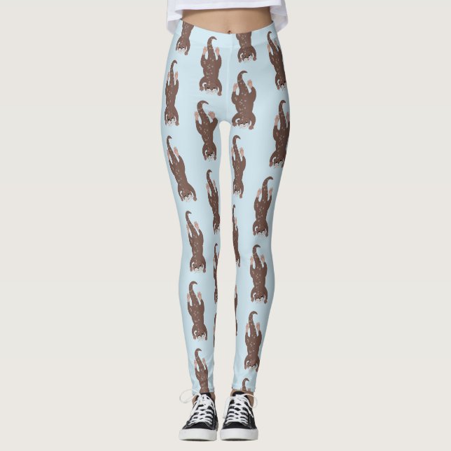 Leggings Illustration de plongée de loutre mignonne (Devant)