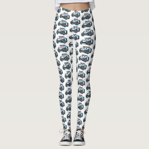 Leggings Illustration de voiture de police de dessin animé 