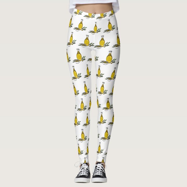 Leggings Illustration d'huile d'olive (Devant)