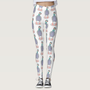 Leggings Illustration drôle de pigeon curieux