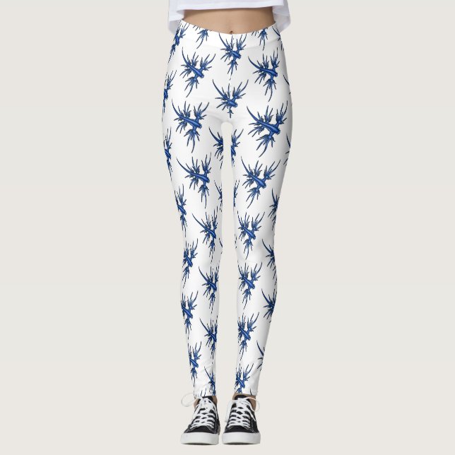 Leggings Illustration du dragon bleu des limaces de mer (Devant)
