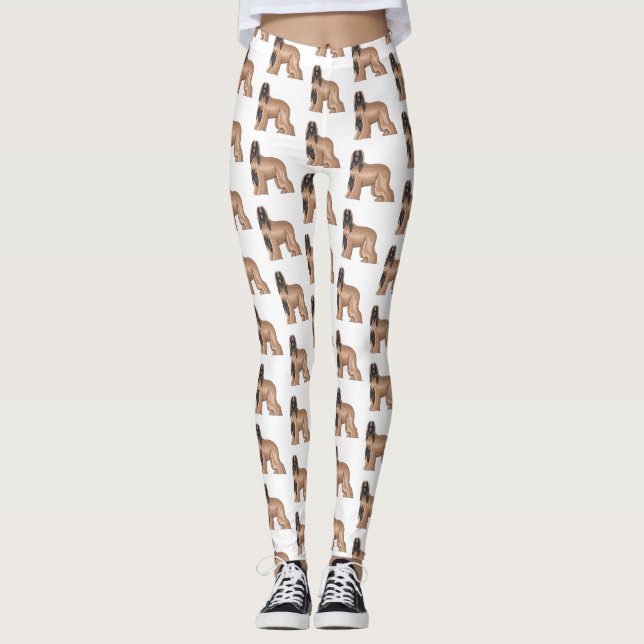 Leggings Illustration d'un chien hound afghan (Devant)