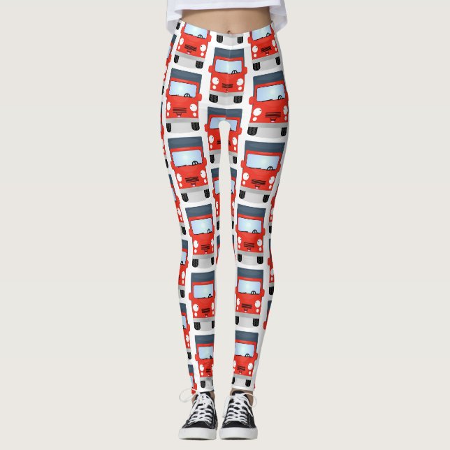 Leggings Illustration d'un joli camion rouge (Devant)
