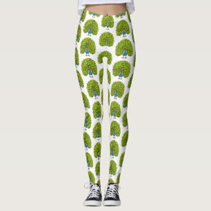 Leggings Illustration d'un oiseau paon lumineux et amusant